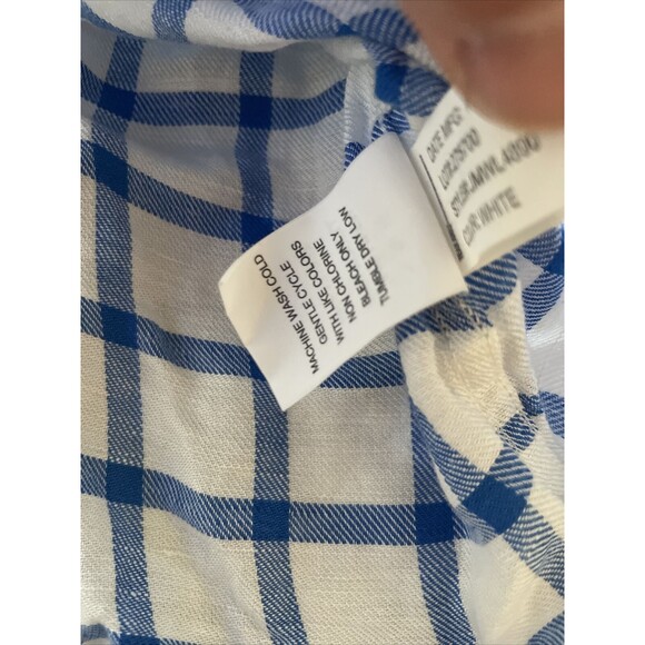 Johnnie-O Hangin Out Blue White Plaid Checker Button Up Long Sleeve Shirt XL - Picture 4 of 9